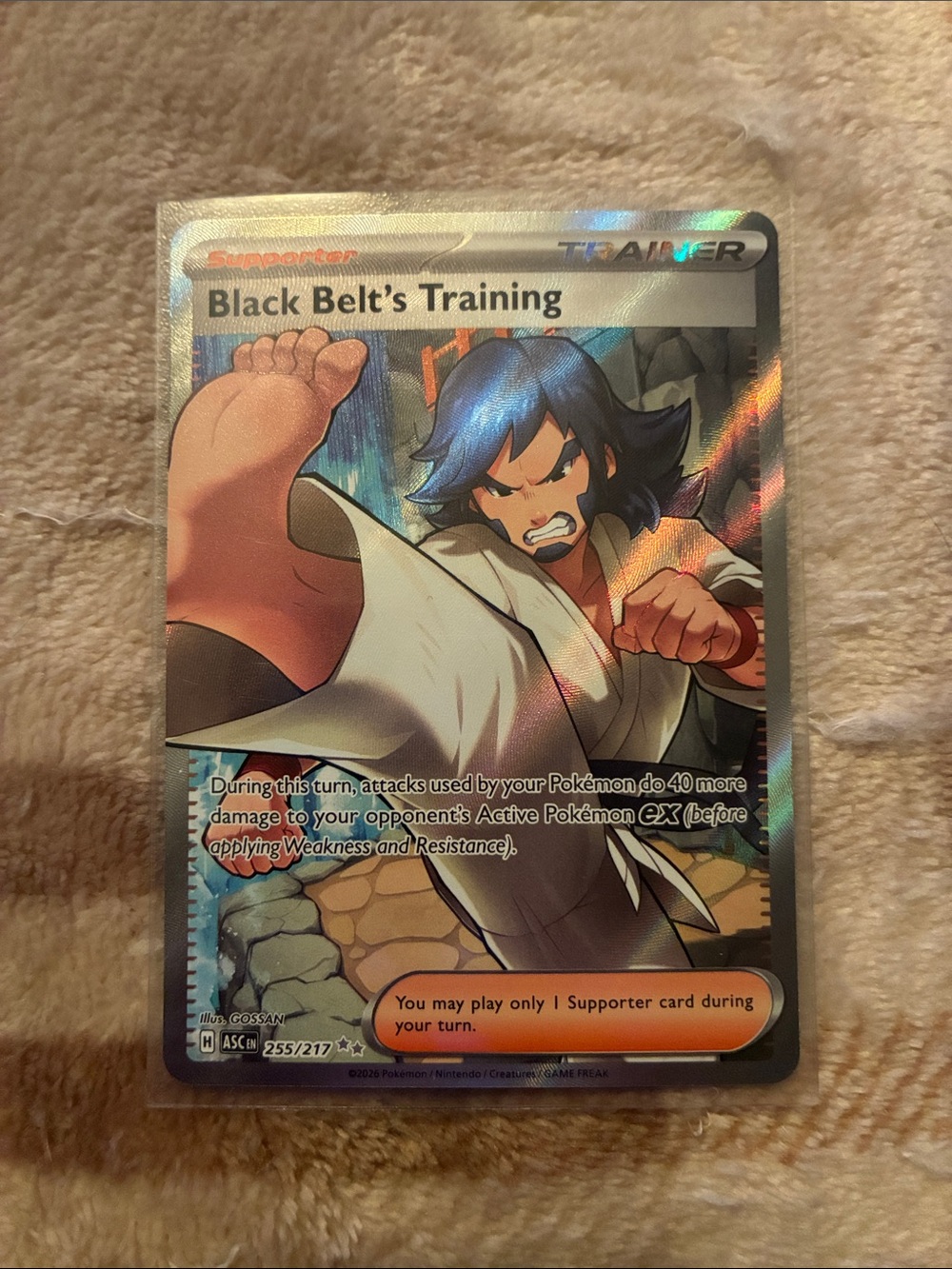Pokemon Black Belt's Training Trainer Card - Blue, White, Orange, Black